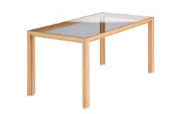 Tisch L‰rchenholz Glasplatte
